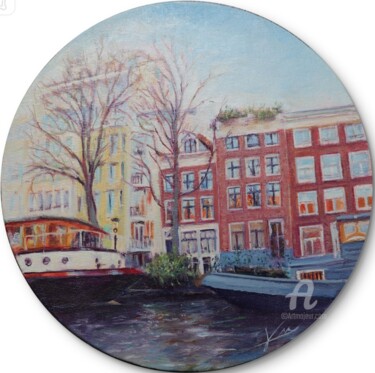 Schilderij getiteld "Beautiful Amsterdam" door Karen Lara Martin, Origineel Kunstwerk, Olie