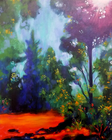 Painting titled "Evening Glow" by Karen Rieger, Original Artwork, Acrylic Mounted on Wood Stretcher frame