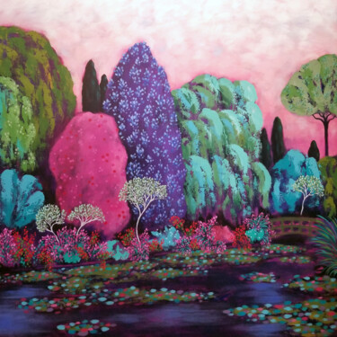 Malerei mit dem Titel "Glimmering Summer E…" von Karen Rieger, Original-Kunstwerk, Acryl