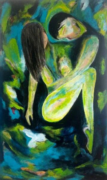 Ζωγραφική με τίτλο "Emergiendo de la es…" από Karen Sanseverino, Αυθεντικά έργα τέχνης, Ακρυλικό Τοποθετήθηκε στο Ξύλινο φορ…