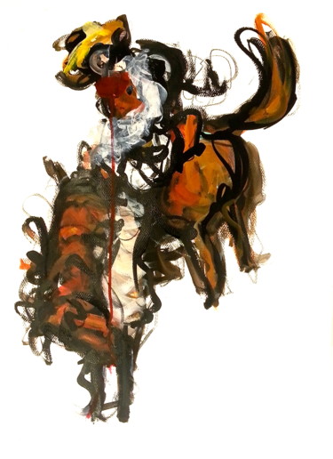 Peinture intitulée "Rodeo-joe 4" par Karen Thomas, Œuvre d'art originale, Acrylique