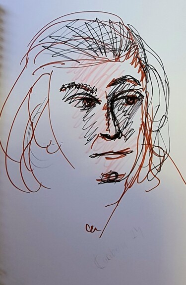 Dessin intitulée "Girl portrait sketch" par Kari Artist, Œuvre d'art originale, Marqueur