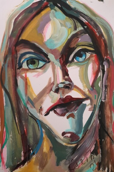 Painting titled "Portrait of a girl 4" by Kari Artist, Original Artwork, Acrylic