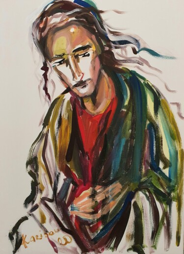 Painting titled "Abstract portrait J…" by Karibou Artist, Original Artwork, Acrylic