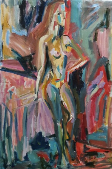 Pittura intitolato "Semi abstract figur…" da Karibou Artist, Opera d'arte originale, Olio