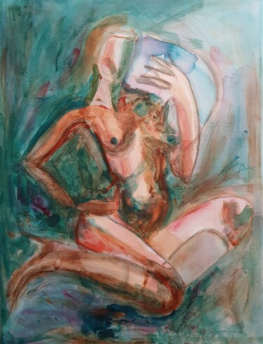 Malarstwo zatytułowany „Venus sitzend mit d…” autorstwa Karibou Artist, Oryginalna praca, Akryl