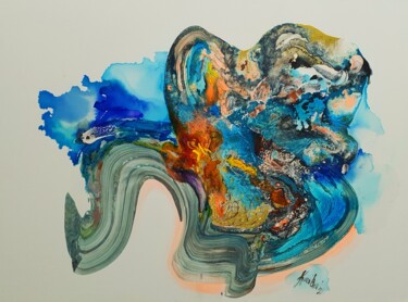 Pittura intitolato "abstract flows" da Karibou Artist, Opera d'arte originale, Olio