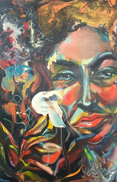 Pittura intitolato "Portrait of a WOMAN…" da Karibou Artist, Opera d'arte originale, Olio Montato su Telaio per barella in l…
