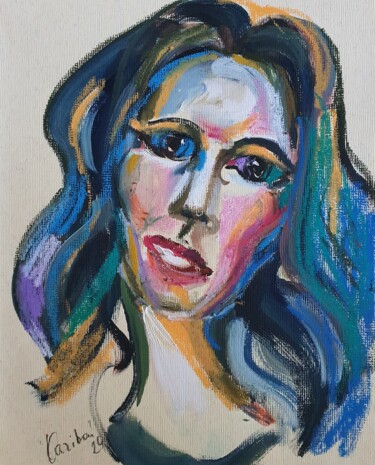 Painting titled "Portrait einer Frau…" by Karibou Artist, Original Artwork, Chalk