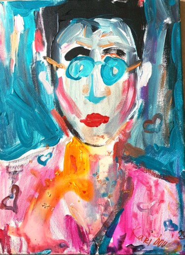 绘画 标题为“Portrait einer Frau…” 由Karibou Artist, 原创艺术品, 丙烯 安装在木质担架架上