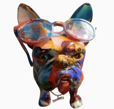 Skulptur mit dem Titel "Luxury dog français…" von Karibou Artist, Original-Kunstwerk, Sprühfarbe