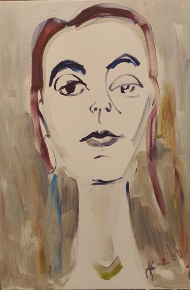 Painting titled "Portrait of a WOMAN…" by Karibou Artist, Original Artwork, Acrylic Mounted on Wood Stretcher frame