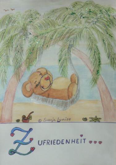 Malerei mit dem Titel "Glückwunschbären Zu…" von Karin Sternberg, Original-Kunstwerk, Conté-Buntstifte