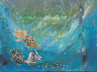 Картина под названием "Fische" - Karin Sternberg, Подлинное произведение искусства, Масло