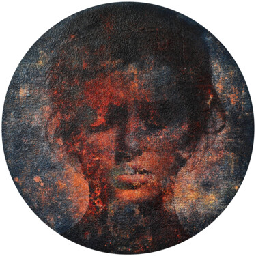 제목이 "Tigereye round edit…"인 미술작품 Karin Vermeer로, 원작, 조작된 사진 목재 패널에 장착됨