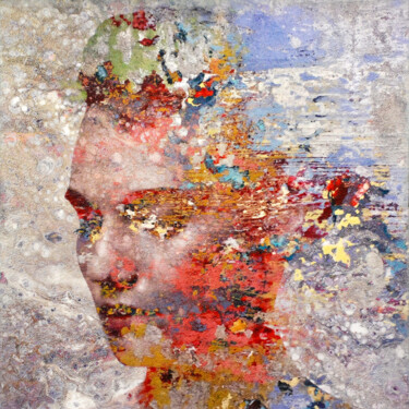 Painting titled "Opalite" by Karin Vermeer, Original Artwork, Manipulated Photography Mounted on Aluminium