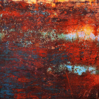 Peinture intitulée "Turquoise Opal" par Karin Vermeer, Œuvre d'art originale, Huile Monté sur Aluminium