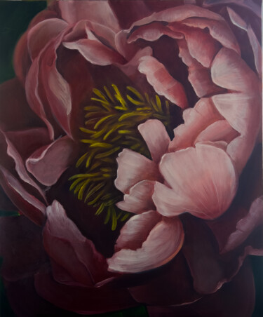 Pintura intitulada "Pastel Rose Peony" por Karina Kopteva, Obras de arte originais, Óleo