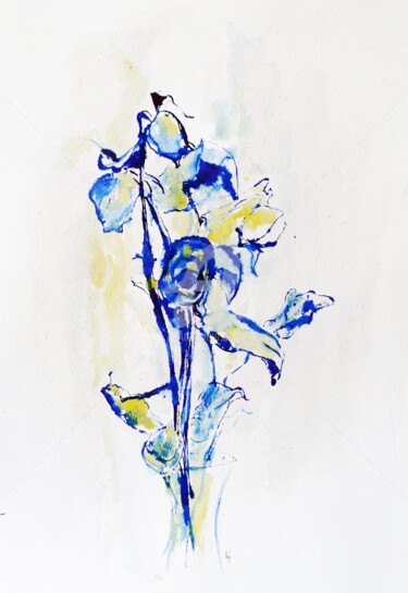 Картина под названием "Blues" - Karina Plachetka, Подлинное произведение искусства, Чернила