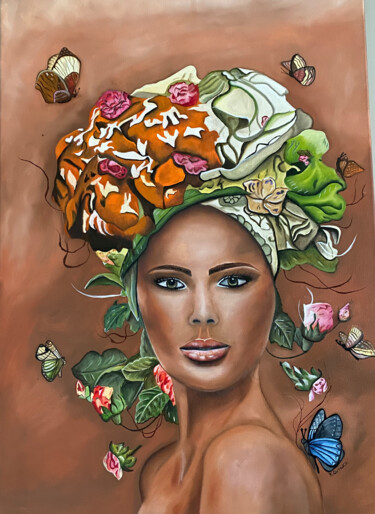 제목이 "Regard"인 미술작품 Karine Carrasco로, 원작, 기름 나무 들것 프레임에 장착됨