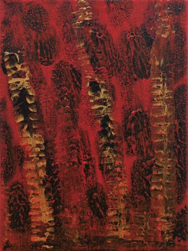 Painting titled "RED GHOSTS" by Karine D'Arlhac, Original Artwork, Acrylic Mounted on Wood Stretcher frame