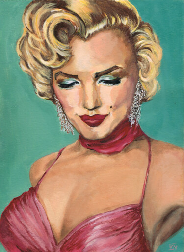 Schilderij getiteld "Maryline Monroe" door Karine Nicolleau, Origineel Kunstwerk, Gouache Gemonteerd op Karton