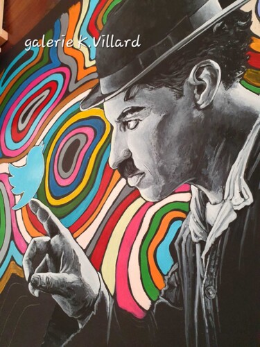 Malarstwo zatytułowany „Charlie Chaplin Twi…” autorstwa Karine Villard, Oryginalna praca, Akryl