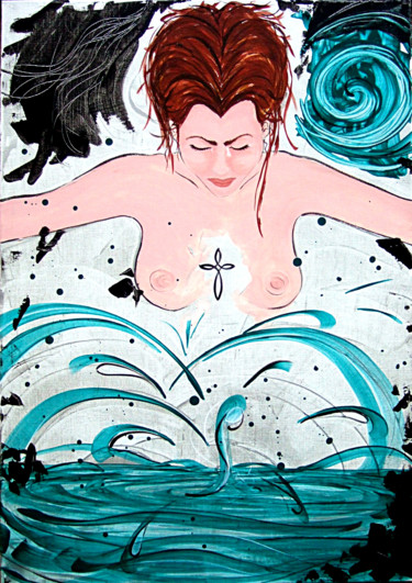 Malarstwo zatytułowany „La Pleureuse” autorstwa Karine Cathala (KA), Oryginalna praca, Akryl
