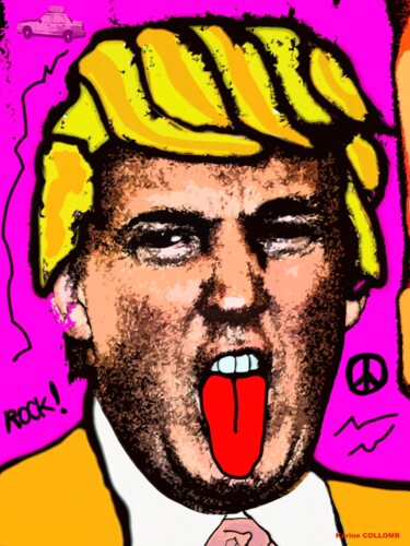 Malerei mit dem Titel "Trump" von Karine Collomb, Original-Kunstwerk, Digitale Malerei Auf Keilrahmen aus Holz montiert