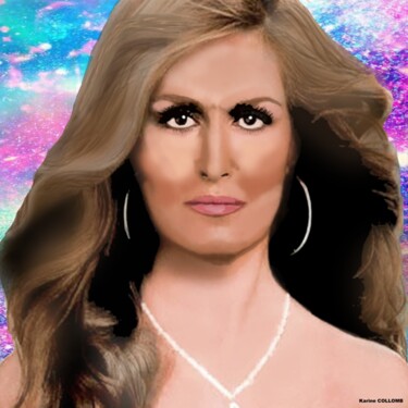 Painting titled "Dalida" by Karine Collomb, Original Artwork, Digital Painting Mounted on Wood Stretcher frame