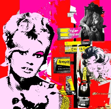 Pintura titulada "Pop champagne" por Karine Collomb, Obra de arte original, Pintura Digital Montado en Bastidor de camilla d…