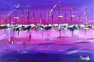 Painting titled "Le port rose" by Karine Locke, Original Artwork, Acrylic