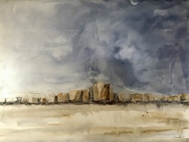 Painting titled "Ruines" by Karl Blanchet, Original Artwork, Acrylic Mounted on Wood Stretcher frame