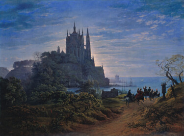 "Église gothique sur…" başlıklı Tablo Karl Friedrich Schinkel tarafından, Orijinal sanat, Petrol