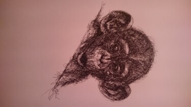 Drawing titled "Monkey.3" by Karl Robial, Original Artwork, Ink