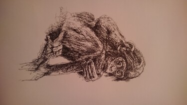 Drawing titled "Monkey.5" by Karl Robial, Original Artwork, Ink