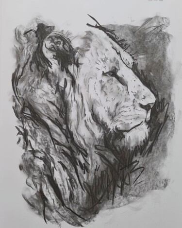 "Lion 22/09/21" başlıklı Resim Karl Robial tarafından, Orijinal sanat, Karakalem