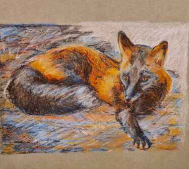 Dessin intitulée "Renard 25/12/22" par Karl Robial, Œuvre d'art originale, Crayon