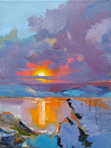 Schilderij getiteld "Morning red sun jou…" door Karl-Werner Gerstner, Origineel Kunstwerk, Olie