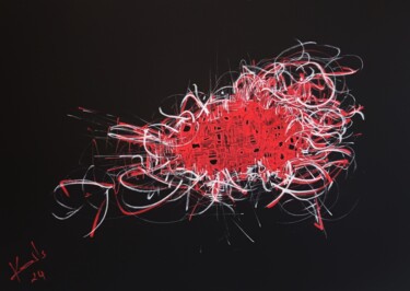 Dessin intitulée "red and white" par Karls, Œuvre d'art originale, Acrylique