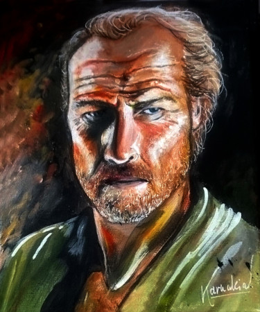 Painting titled "Jorah Mormont" by Karnakiev, Original Artwork, Acrylic Mounted on Wood Stretcher frame