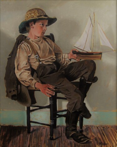 Pittura intitolato "Un jeune marin en h…" da Karol Reber, Opera d'arte originale, Olio