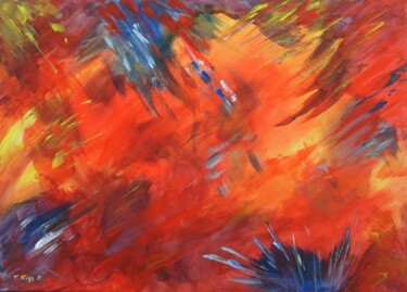 제목이 "Red Angel"인 미술작품 Karola Kiss로, 원작, 아크릴 나무 들것 프레임에 장착됨