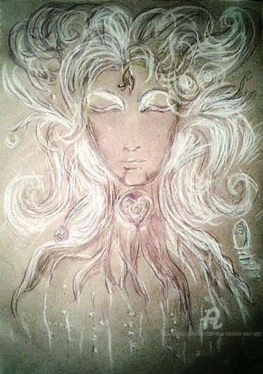 Desenho intitulada "Goddess of Nature" por Karolina Ingo (Karolina Navi -Ingo), Obras de arte originais, Pastel
