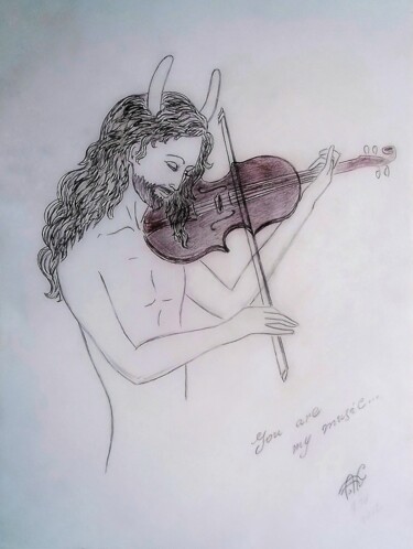 Tekening getiteld "You are my Music" door Karolina Ingo (Karolina Navi -Ingo), Origineel Kunstwerk, Potlood