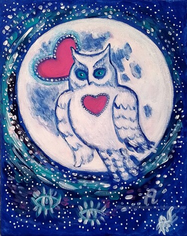 「Owl Totem」というタイトルの絵画 Karolina Ingo (Karolina Navi -Ingo)によって, オリジナルのアートワーク, アクリル