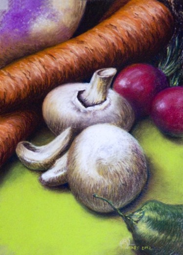 Painting titled "Nature morte légumi…" by Karolus, Original Artwork, Pastel