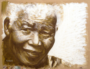 "Nelson MANDELA" başlıklı Tablo Karolus tarafından, Orijinal sanat, Pastel Diğer sert panel üzerine monte edilmiş