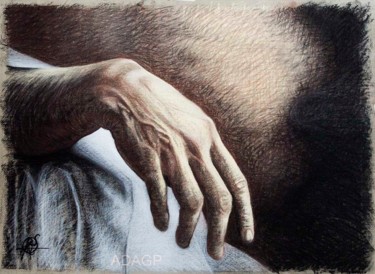 Dibujo titulada "Main d'artiste en p…" por Karolus, Obra de arte original, Pastel