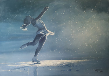 Painting titled "On the Ice" by Karolyvadi, Original Artwork, Acrylic